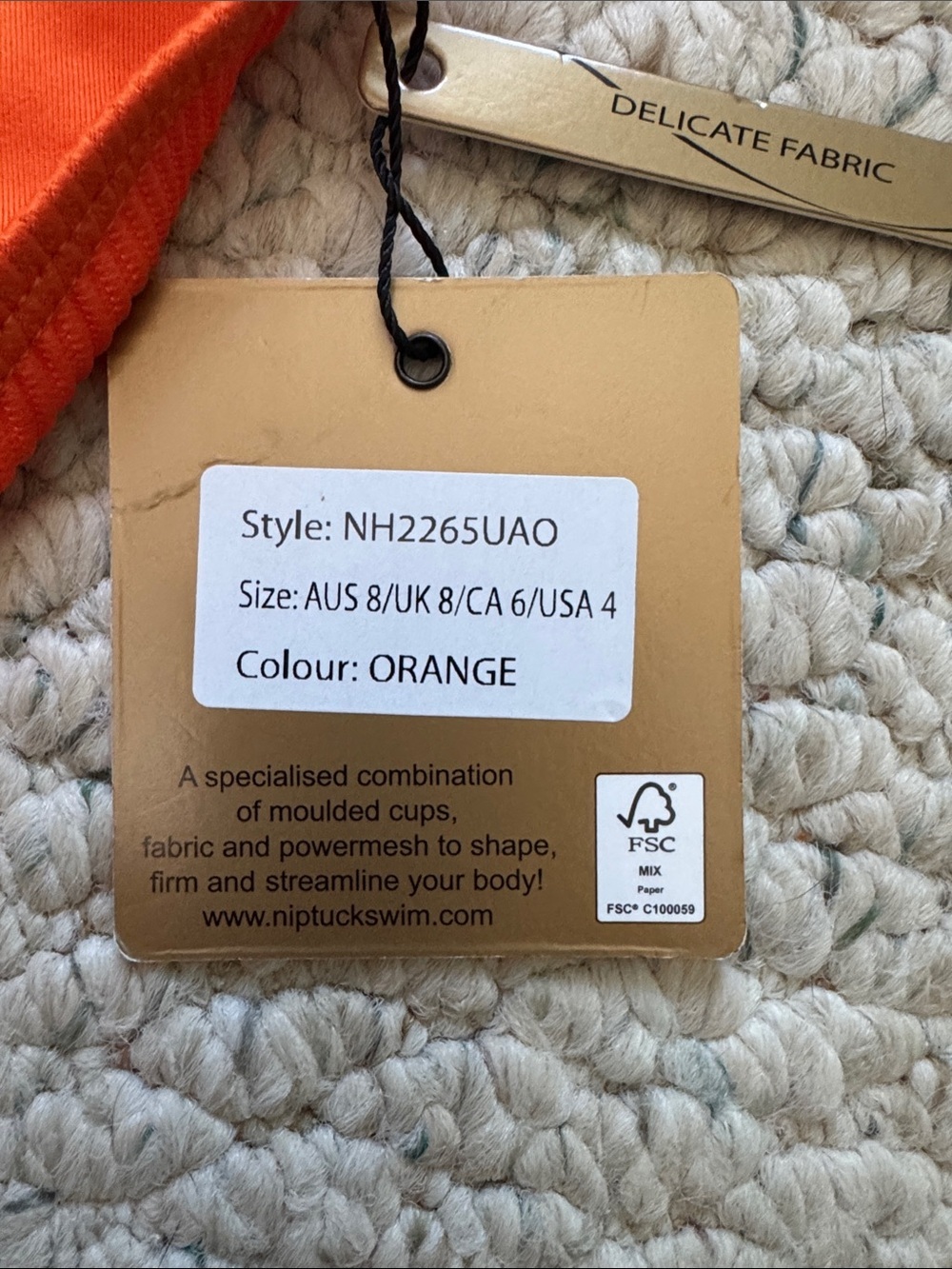 Nip/Tuck Orange Ribbed Bikini Set - Picture 2 of 6